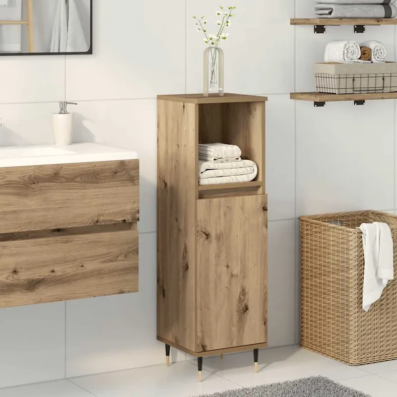 vidaXL Badrumsskåp ek 30x30x100 cm konstruerat trä