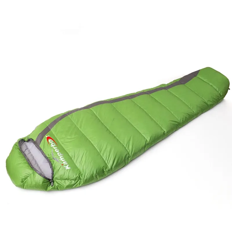 Kallt väder Mummy Sovsäck Vinter Sovsäck Down Sovsäck för Backpacking Camping grön