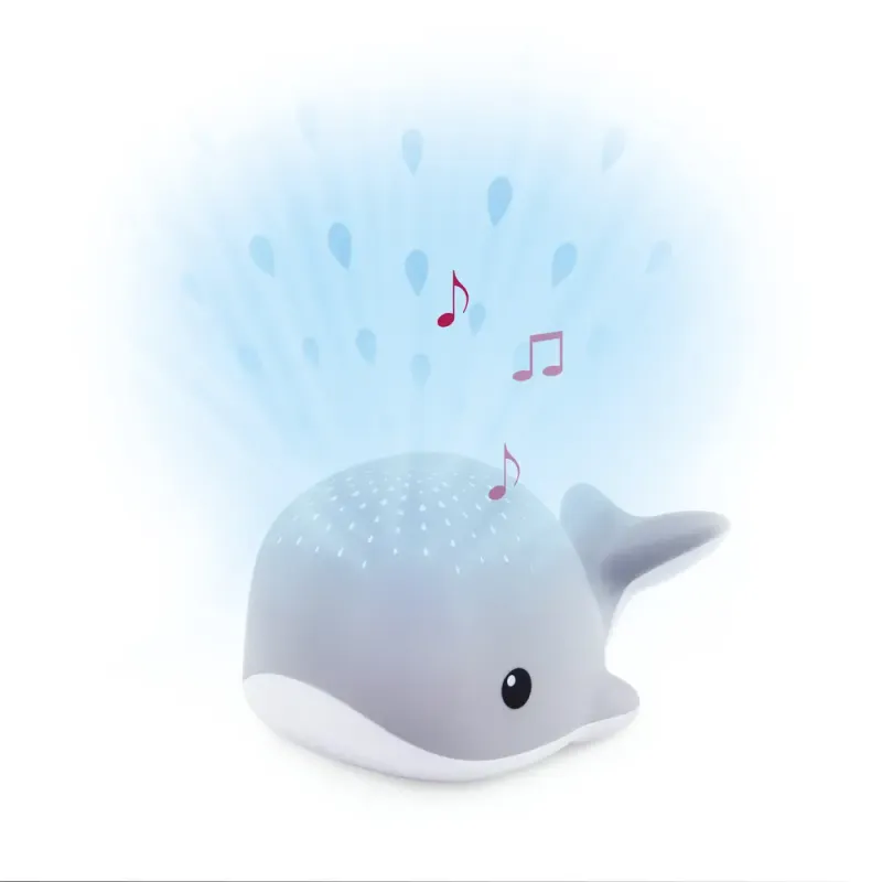 Zazu Wally the Whale nattlampa med projektor, grå