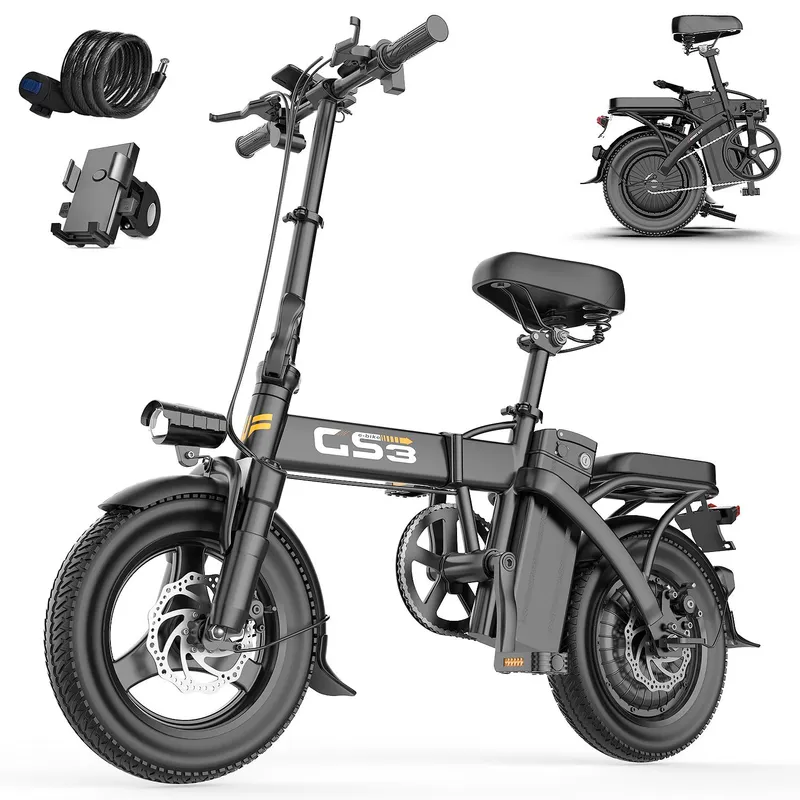 Toofly GS3 Vuxen City Flodabe Elcykel 250W Motor 48V15AH Batteri E-cykel Högkolstål 14 Tum Landsvägsdäck Urban Pendling Elcykel