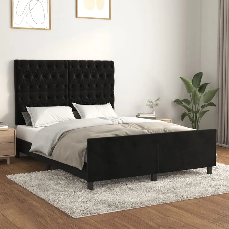 vidaXL Sängram utan madrass svart 140×190 cm sammet (#4251)