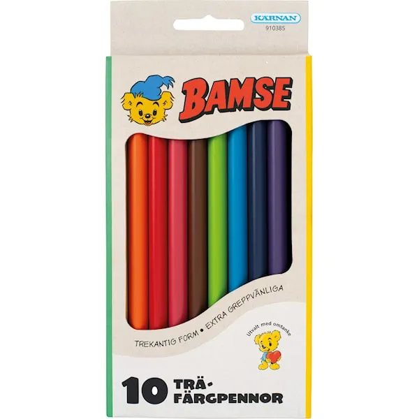 Bamse Träfärgpennor FSC-trä 10-pack Kärnan