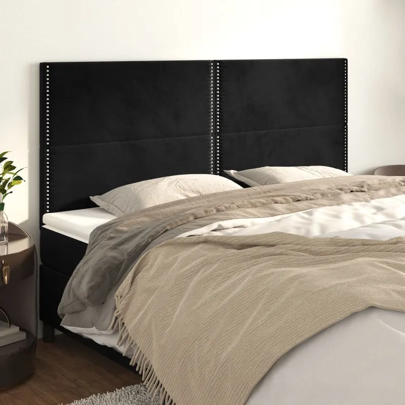 vidaXL Sänggavel svart 200x5x118/128 cm sammet (#1249)