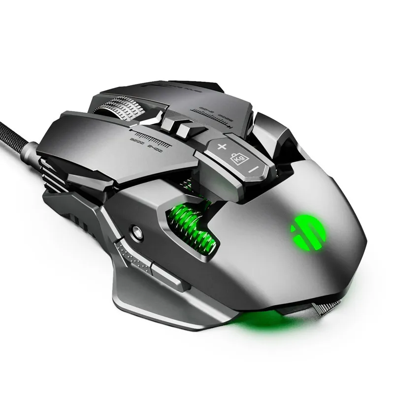 PG1 Gaming-datormus 7200DPI – Grå/Grön