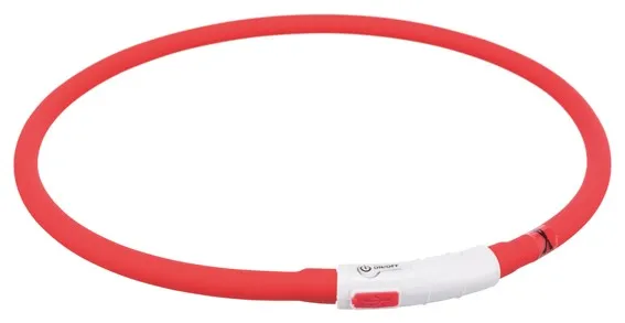 Lysande halsband Trixie Flash Silikon XS-XL Röd