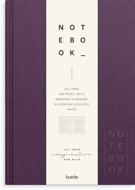 Notebook Textile Plum Lined A5 Burde