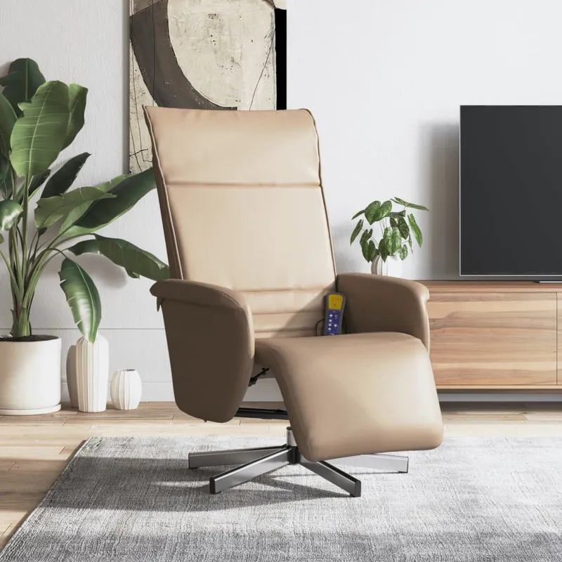 vidaXL Reclinerfåtölj med fotstöd cappuccino konstläder (#4265)
