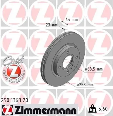 Bromsskiva ZIMMERMANN 250.1363.20