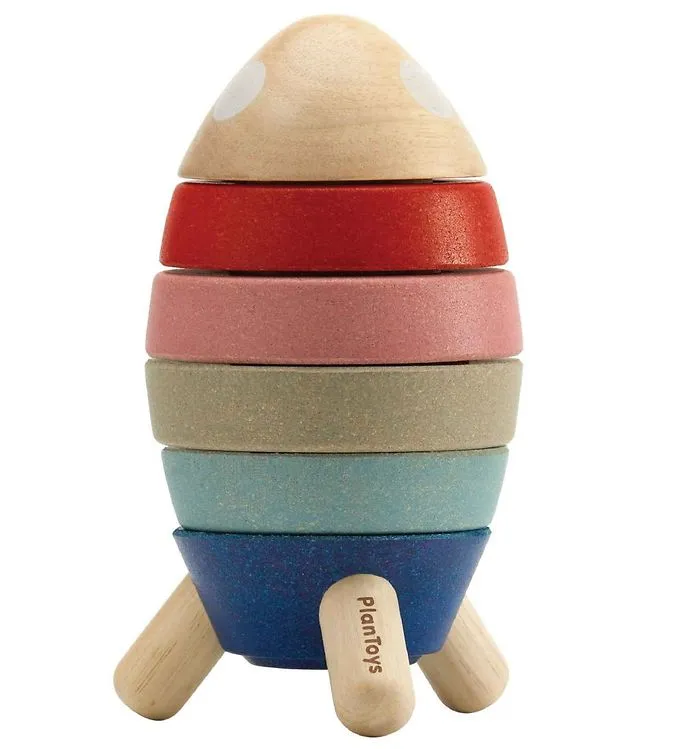 PlanToys Träleksaker - Stacking Rocket - 11 Delar