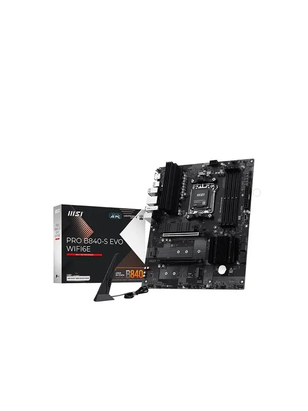 Msi Pro B840-S Evo WIFI6E Moderkort - AMD B840 - AMD AM5 - DDR5 RAM - Atx
