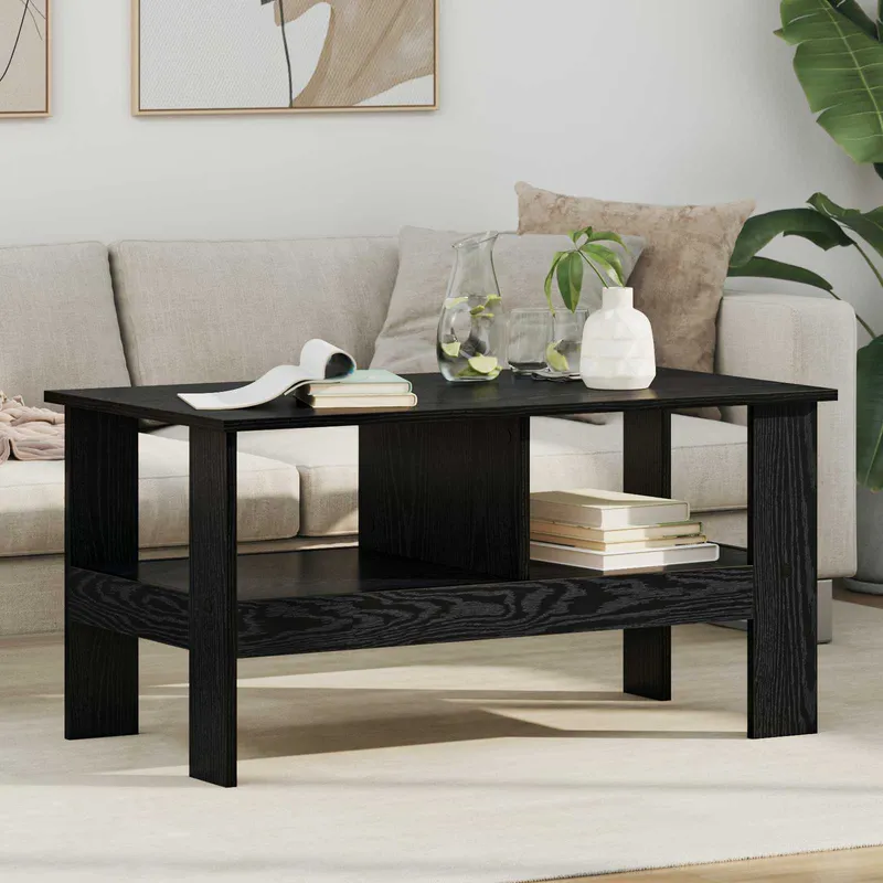 vidaXL Kaffeebord Svart Ek 90 x 50 x 45 cm Konstruerat trä