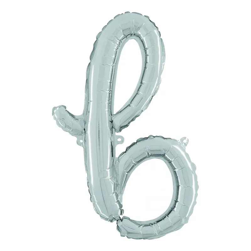 Bokstavsballong Script Silver – Bokstav B