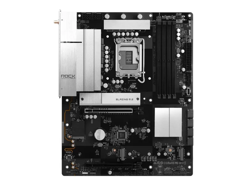 ASRock B860 Rock WiFi 7 Moderkort - Intel B860 - Intel LGA1851 - DDR5 RAM - ATX