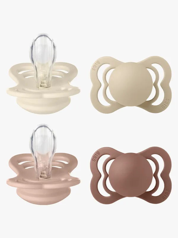 BIBS Supreme Napp 4-Pack Silikon Stl 1, Ivory/Vanilla/Blush/Woodchuck (#0278)
