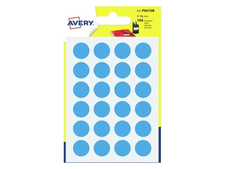Etiketter Avery PSA15B, runda, Ø 15 mm, blå - 168 st