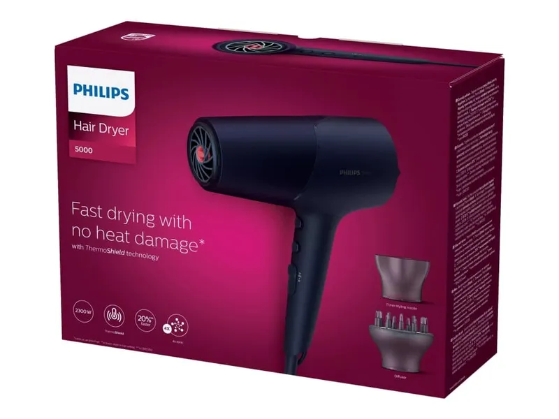 Philips 5000 Series BHD510/00 hårtork 2300 W ThermoShield, marinblå