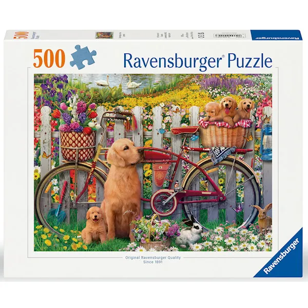 Pussel Cute Dogs In The Garden 500 bitar, Ravensburger