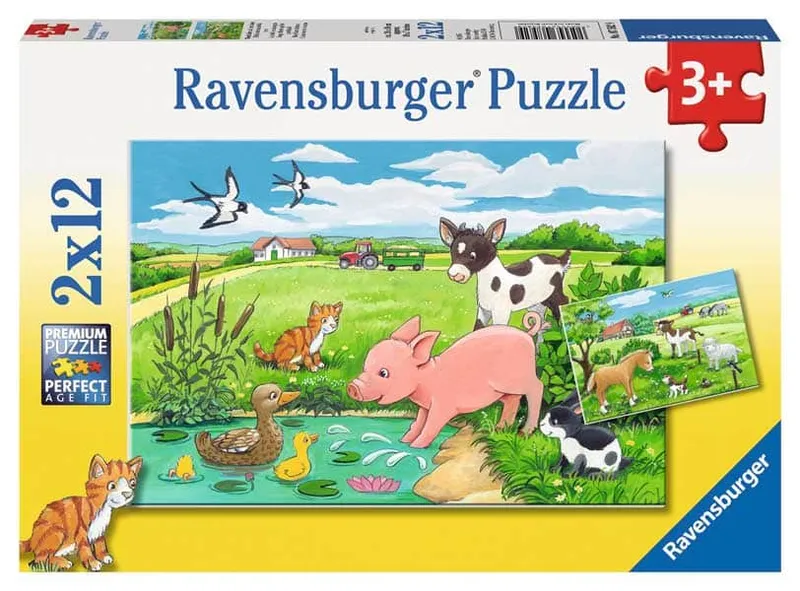 Ravensburger Bondgårdsdjursungar Pussel 2×12 bitar – Ravensburger – Leksaksaffären