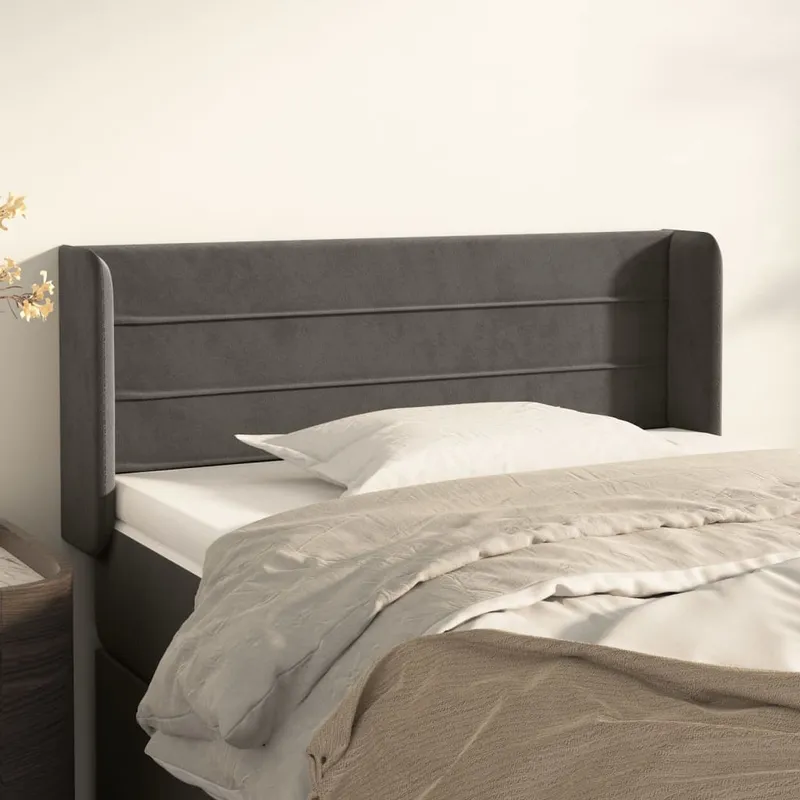 vidaXL Sänggavel med kanter mörkgrå 93x16x78/88 cm sammet (#8093)