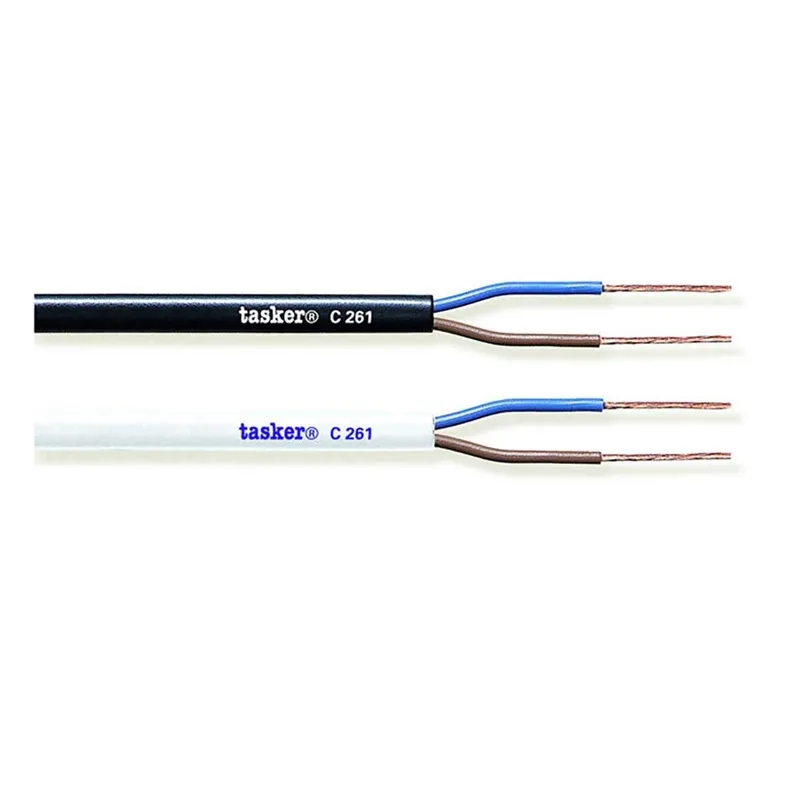 Strömkabel på Rulle 2x 0.75 mm² 100 m Svart
