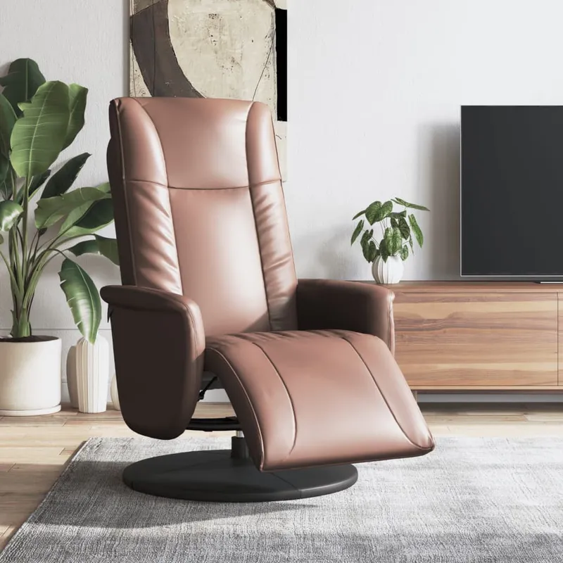 vidaXL Reclinerfåtölj med fotstöd brun konstläder (#2889)