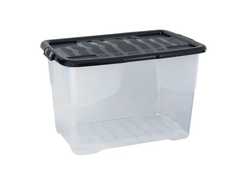 Plastlåda STRATA 65L klar med lock PP