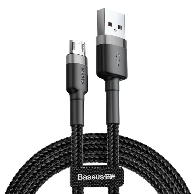 Baseus Flätad USB Till Micro USB Kabel 2M - Svart/Grå
