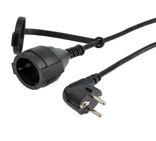 Prokord Power Cord 10m Extenstion Angeld Schuko Black 10m Cee7/7 Cee7/4 Svart