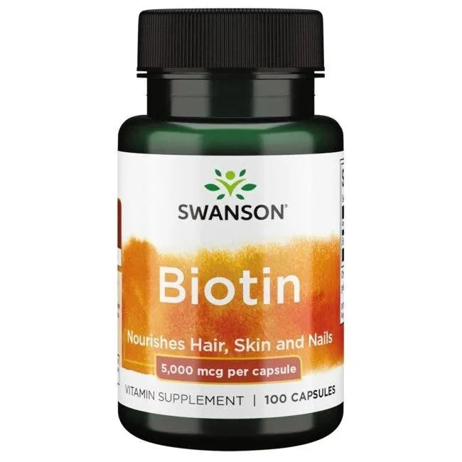 Swanson - Biotin, 5000 mcg, 100 kapslar