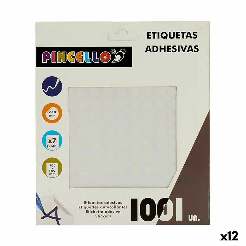 Självhäftande etiketter Pincello Vit Ø 10 mm 17 x 4 x 19 cm (12 antal)