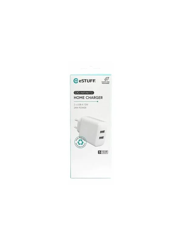 eSTUFF INFINITE power adapter - 100% recycled plastic - USB - 24 Watt