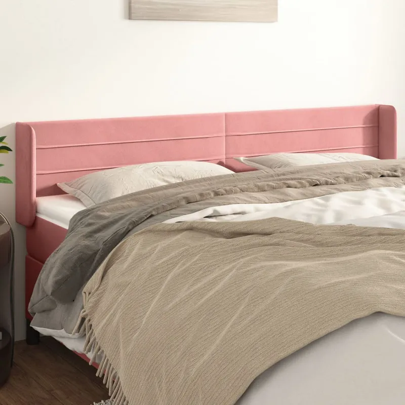 vidaXL Sänggavel med kanter rosa 203x16x78/88 cm sammet (#8437)
