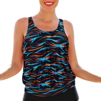 Wiki Korfu Tankini Top Blå/Orange C/D Small Dam