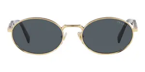 Prada Bokstavsdekor Ovala Solglasögon Dam Solglasögon Guld PR65ZSZVN09T Basic Packaging-Eyeglass Case+Box,55,Gold