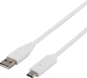 Laddkabel USBA/USBC, vit, 2m Deltaco