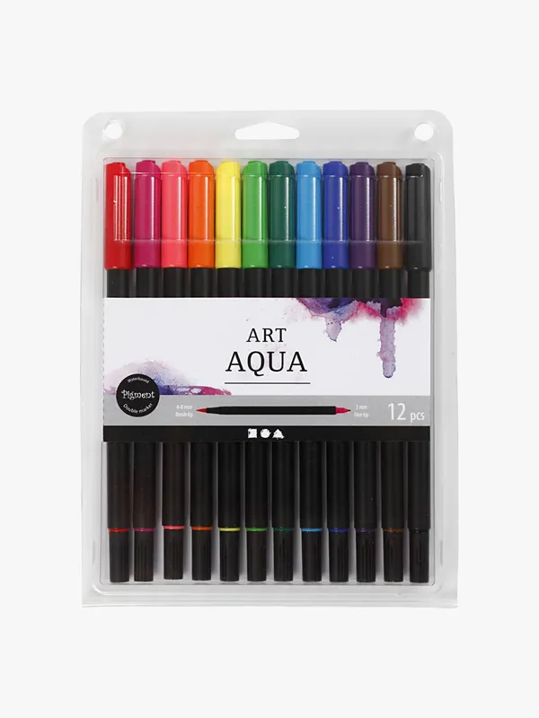 Akvarelltusch Dubbelspets Standardfärger 12-pack Creativ Company