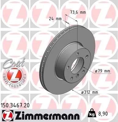 Bromsskiva ZIMMERMANN 150.3467.20