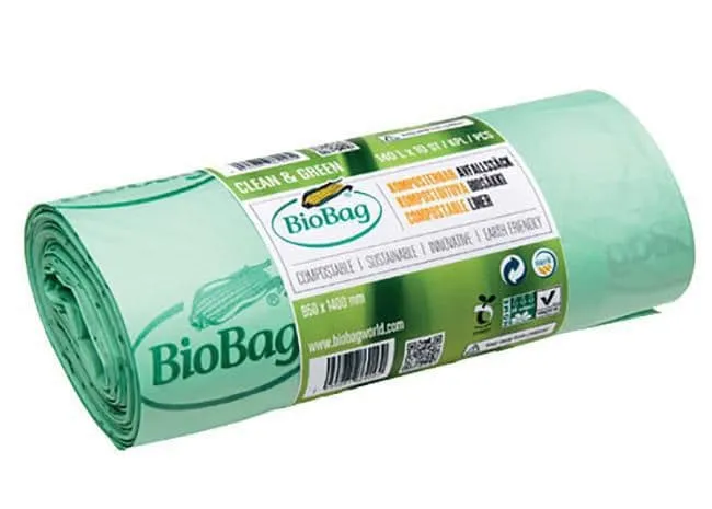 Plastsäck BIOBAG 80L 17my grön 20/rl