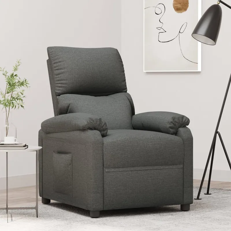 vidaXL Reclinerfåtölj mörkgrå tyg (#0528)
