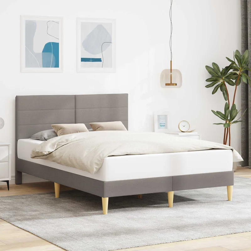 vidaXL Sängram med huvudgavel Taupe 140 x 190 cm Tyg