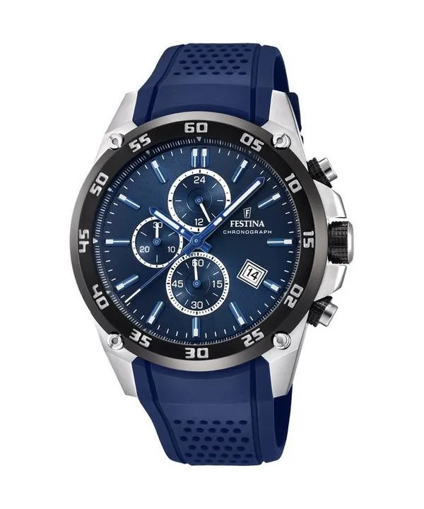 Festina The Originals Chronograph gummiband Blue Dial Quartz F20330-2 100M herrklocka blå