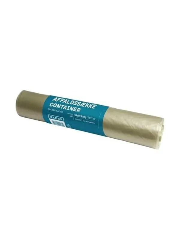VAERK Avfallssäckar container, extra kraftig, transparent, 240L, 10 påsar per rulle