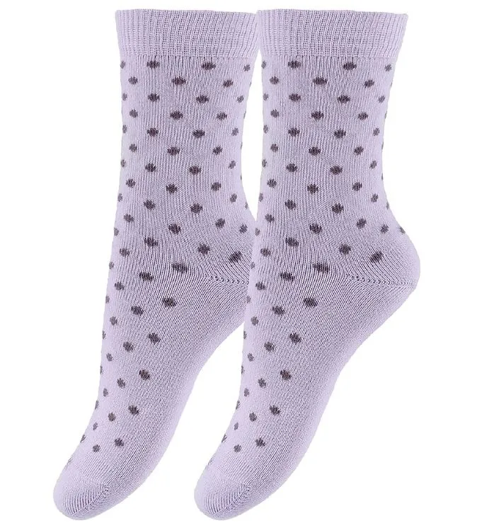 Fuzzies Strumpor – 2-pack – Sart Lavendel m. Lila Prickar