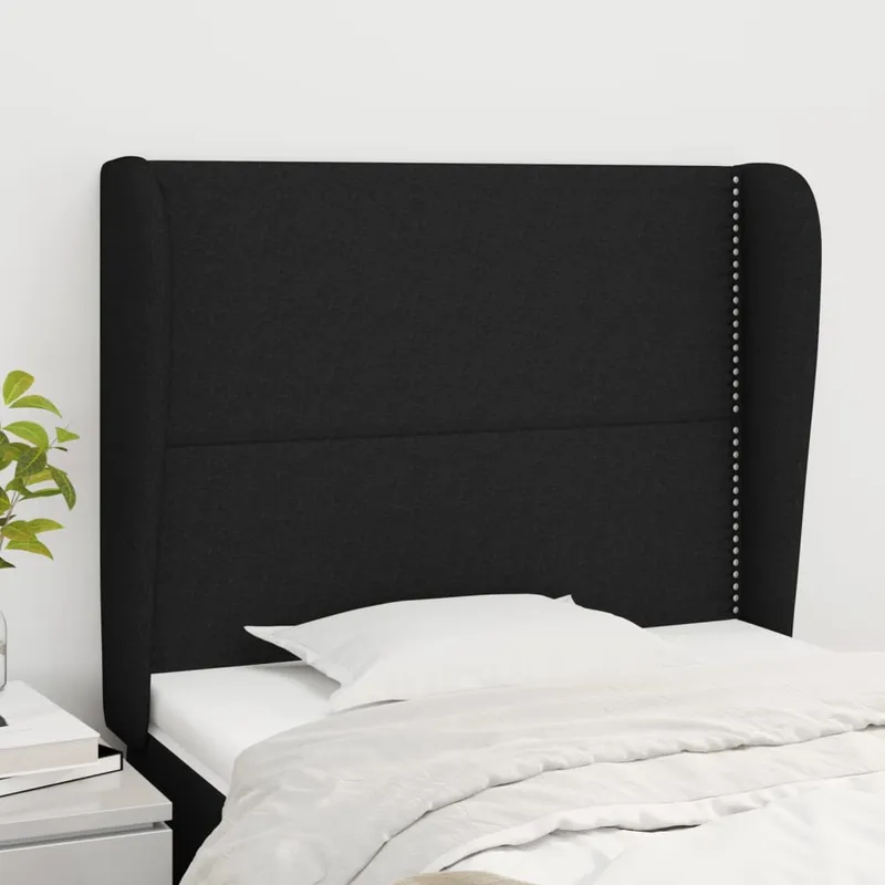 vidaXL Sänggavel med kanter svart 93x23x118/128 cm tyg (#6649)