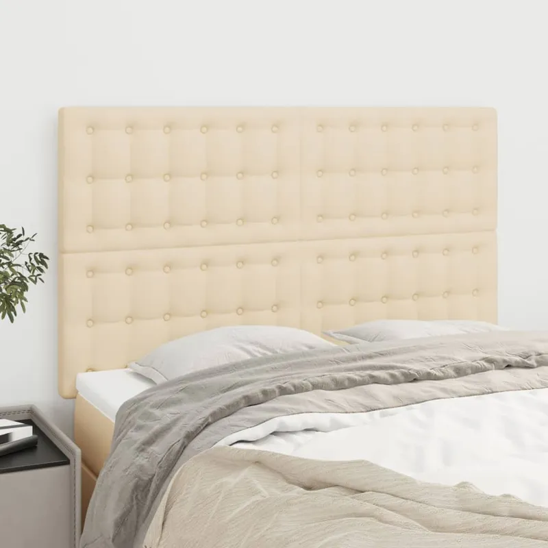 vidaXL Sänggavel creme 144x5x118/128 cm tyg