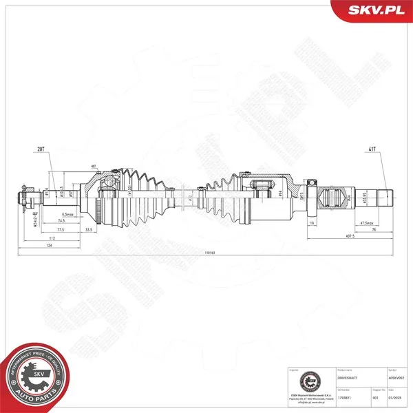 Drivaxel ESEN SKV 40SKV052