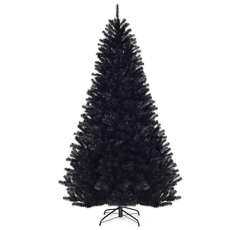 Svart 225 cm konstgjord halloweenjulgran - inomhus/utomhus