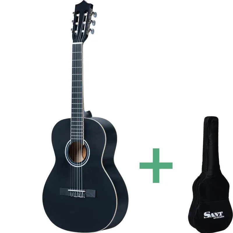 Sant Guitars CJ-36L SBK spansk gitarr, 3/4 juniorstorlek, vänsterhänt svart