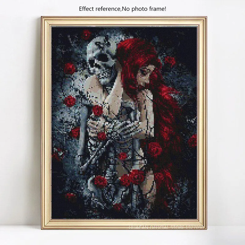 Diamantmålning Skull Diamantbroderi Rea Girl Diamond Mosaic Full Layout Pictures 20X30