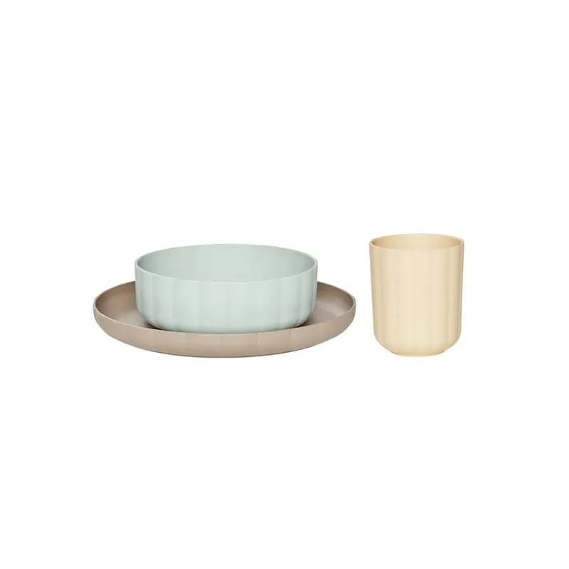 OYOY Middagsset – Bioplast – 3 Delar – Pullo – Pale Mint/Vanilla (#0082)